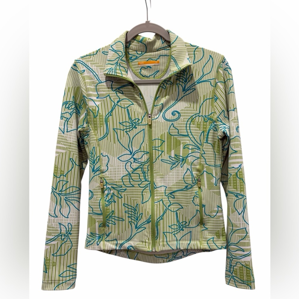 Lucy Hawaiian Print Sun Protection Zip-Up Athletic Jacket Size Small Running